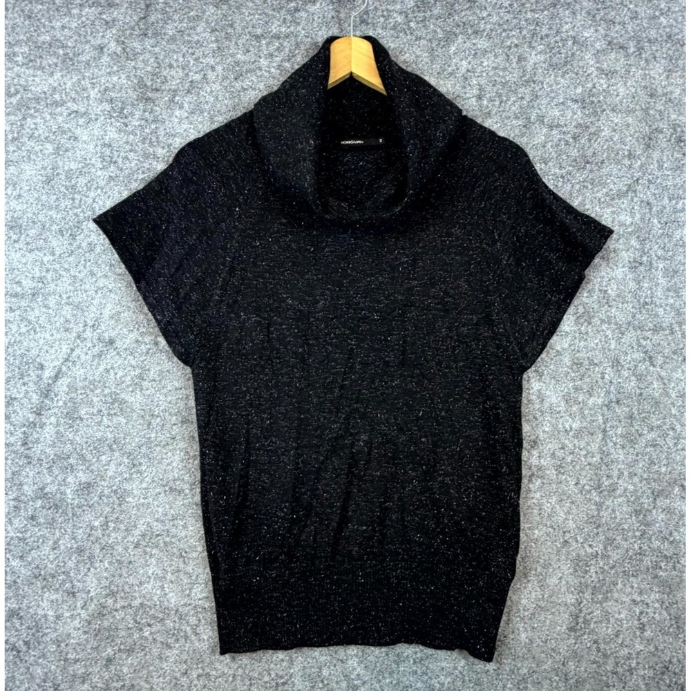 Honigman Sweater‎ Womens 3 Black Viscose Tight Knit Cowl Neck Office Chic